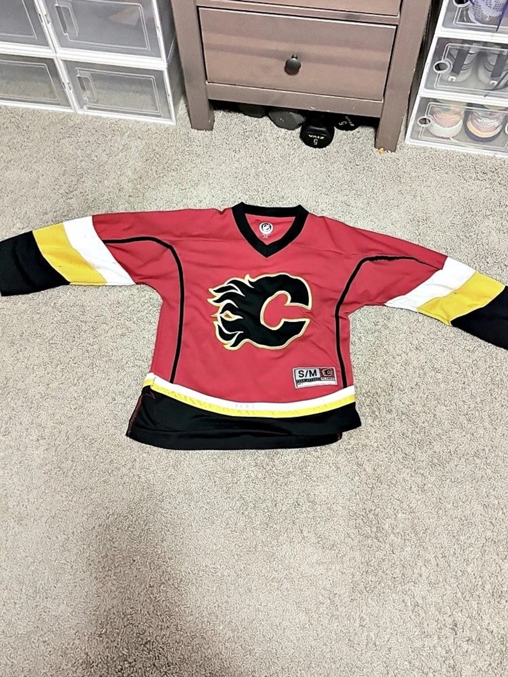 Reebok Kids Hockey Jersey Red Black Like New